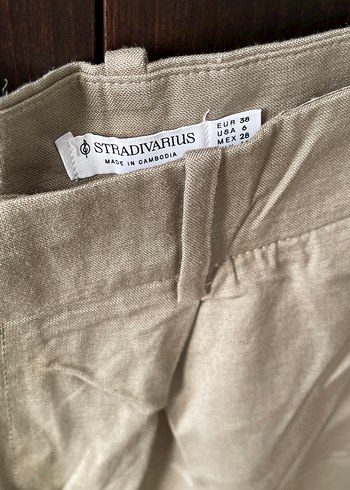 Bej Keten Mini Şort - Görsel 2