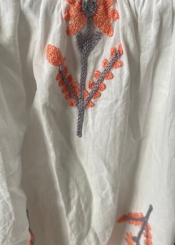 Beyaz Nakışlı Bohem Mini Elbise - Görsel 3