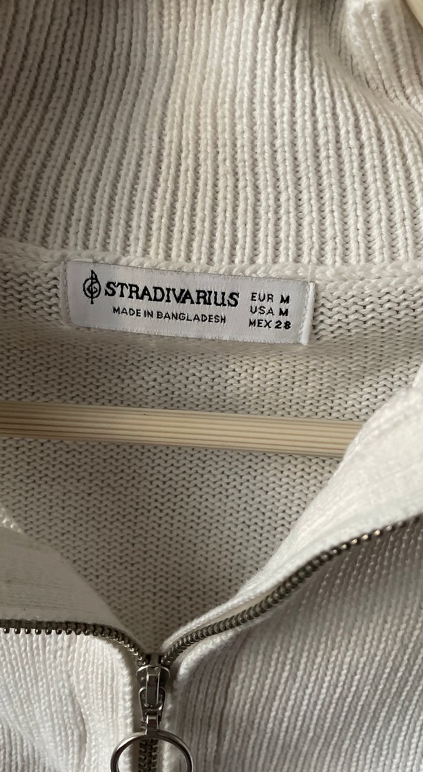 Yarım Fermuarlı Beyaz Kısa Sweatshirt - Görsel 3