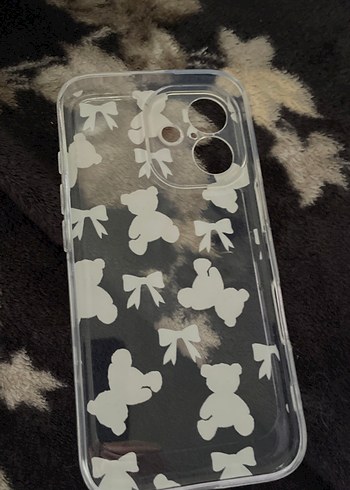 Bej Ayıcık ve Fiyonk Desenli Telefon Kılıfı - Görsel 2