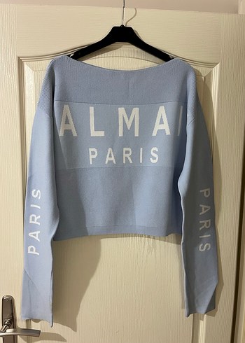 Mavi BALMAIN PARIS Baskılı Triko Kadın Kazak
