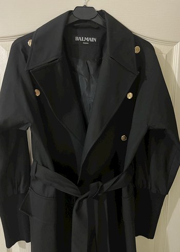 Siyah Uzun Kadın Trençkot - Balmain - Görsel 2