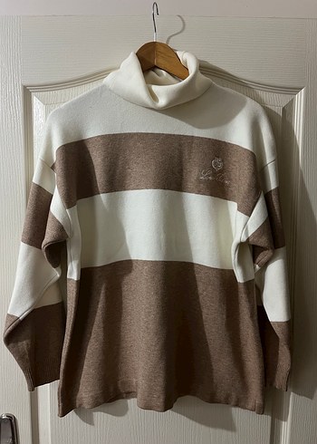 Bej Boğazlı Triko Kadın Kazak pantolon takım - Görsel 3