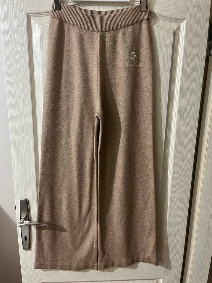 Bej Boğazlı Triko Kadın Kazak pantolon takım - Görsel 2