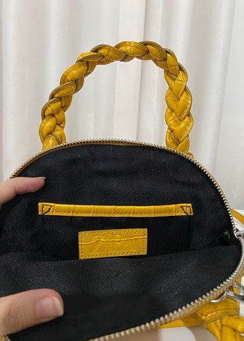 Orijinal zara suni Deri Yılan Desenli Kadın Çanta - Görsel 2