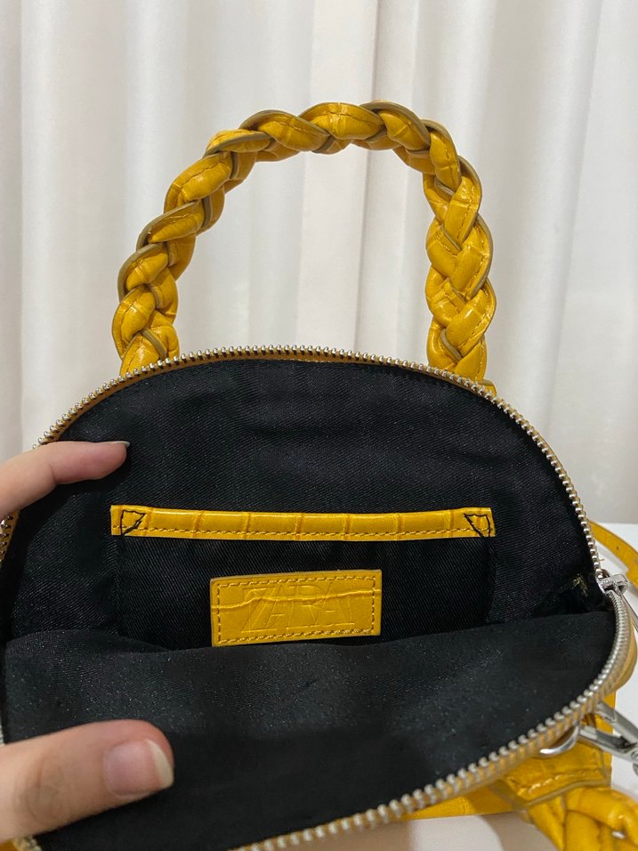 Orijinal zara suni Deri Yılan Desenli Kadın Çanta - Görsel 2