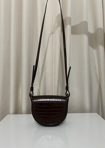 Mango Suni Deri Yılan Desenli Tokalı Çanta - Görsel 2