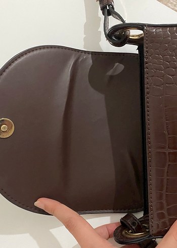 Mango Suni Deri Yılan Desenli Tokalı Çanta - Görsel 3