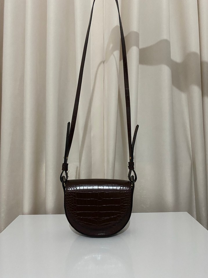 Mango Suni Deri Yılan Desenli Tokalı Çanta - Görsel 2