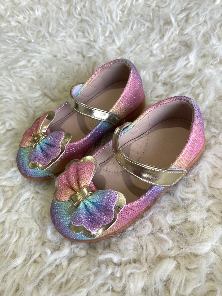 Renkli Fiyonk Detaylı Kelebek Kız Çocuk Babet - Görsel 2