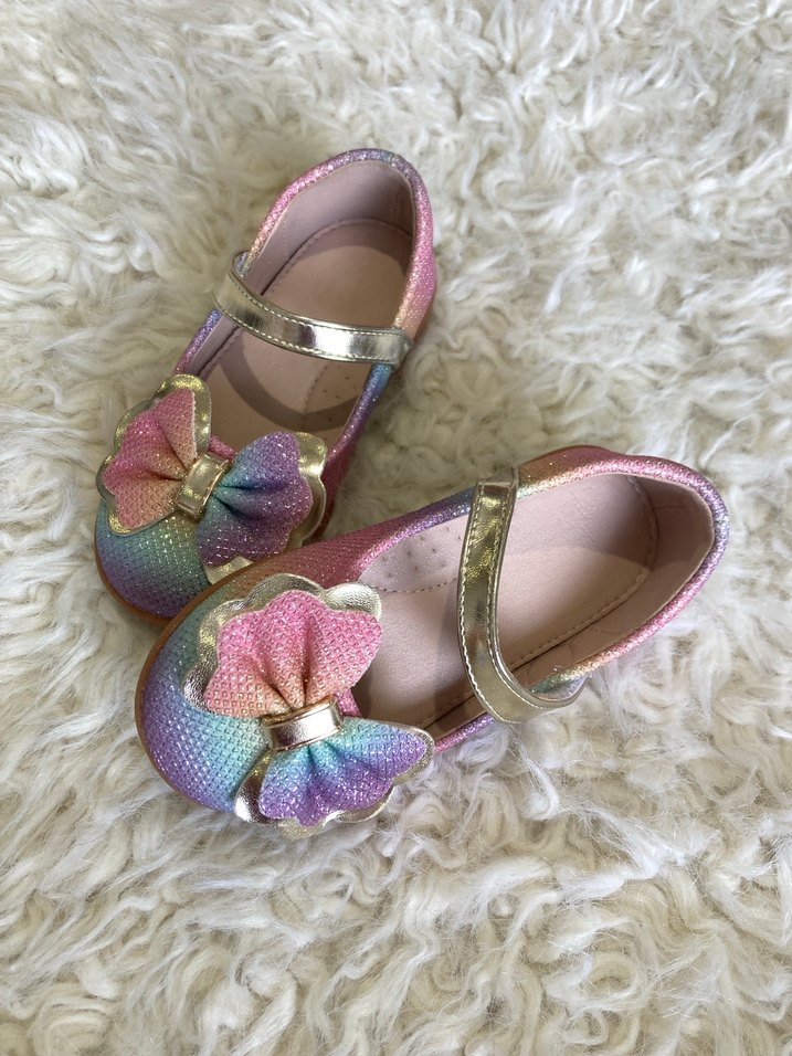 Renkli Fiyonk Detaylı Kelebek Kız Çocuk Babet - Görsel 3