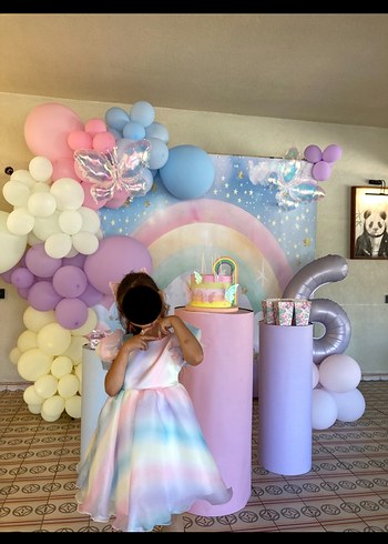 5 Yaş Beden çeşitli Renk Pastel renklerde doğum günü elbisesi