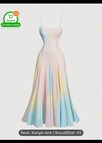 Diğer Pastel Renkli Uzun Elbise