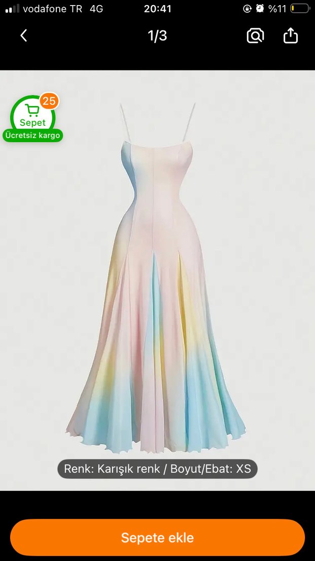 Pastel Renkli Uzun Elbise - Görsel 2