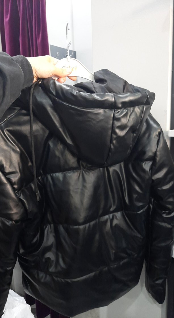 Siyah Deri Fermuarlı Kadın Ceket - Görsel 4