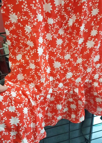 Kısa Kollu V Yaka Renkli Midi Elbise kadın - Görsel 3