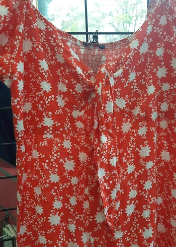 Kısa Kollu V Yaka Renkli Midi Elbise kadın - Görsel 2