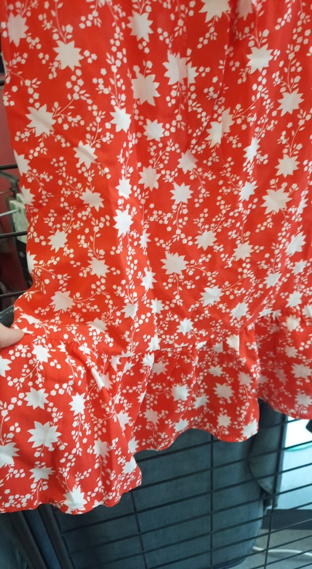 Kısa Kollu V Yaka Renkli Midi Elbise kadın - Görsel 3