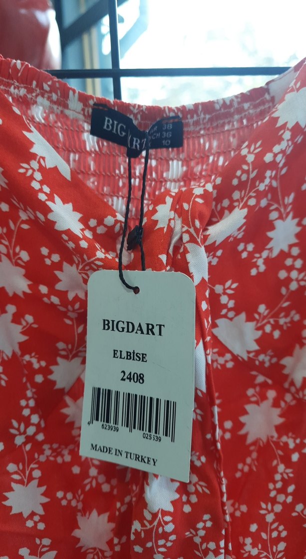 Kısa Kollu V Yaka Renkli Midi Elbise kadın - Görsel 4