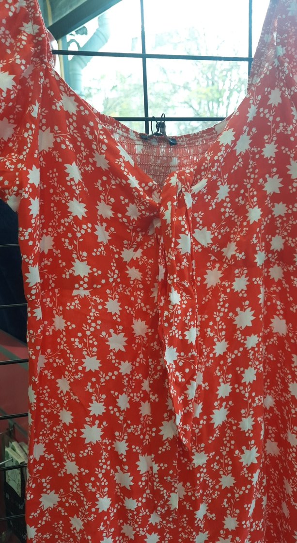 Kısa Kollu V Yaka Renkli Midi Elbise kadın - Görsel 2