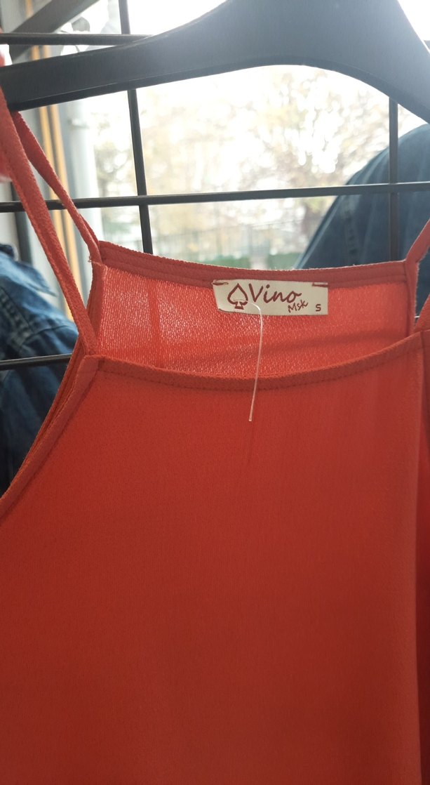 Kırmızı Drapeli Askısız Salaş Bluz - Görsel 3