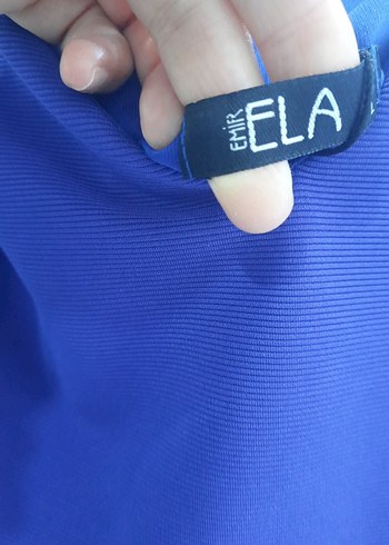 V Yaka Kolsuz Mavi Midi Elbise kadın - Görsel 3