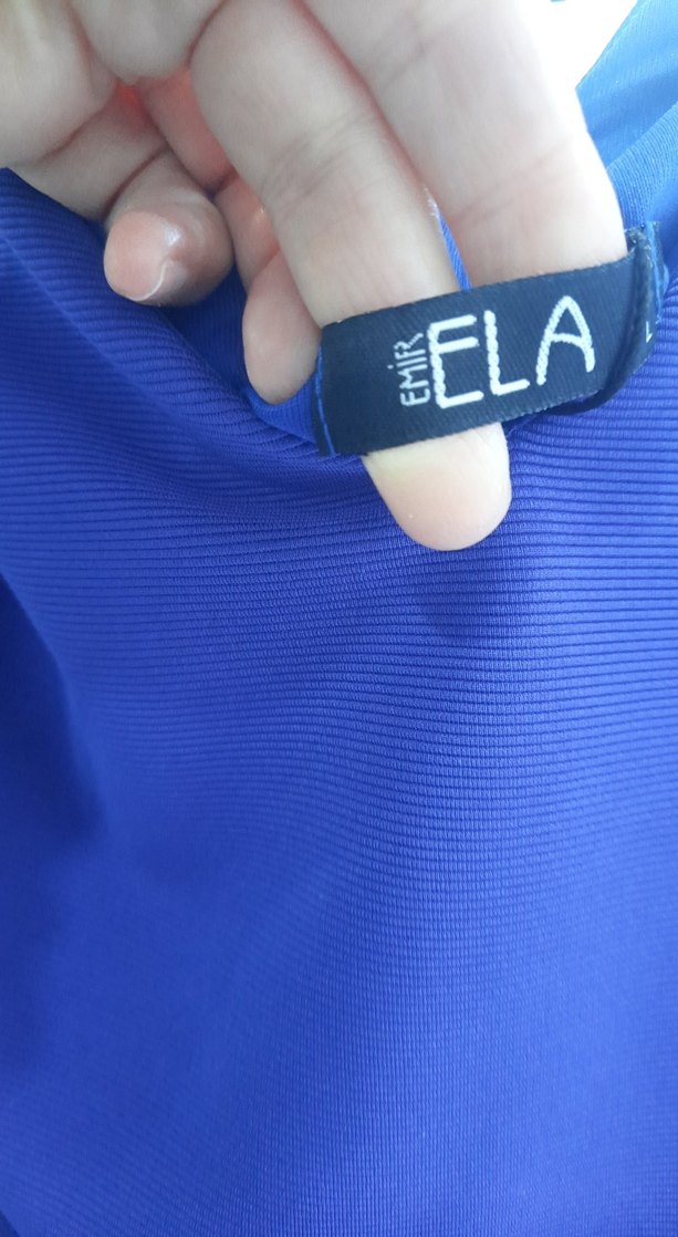 V Yaka Kolsuz Mavi Midi Elbise kadın - Görsel 3