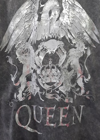 Gri Baskılı Queen Rock Tişört unisex - Görsel 2