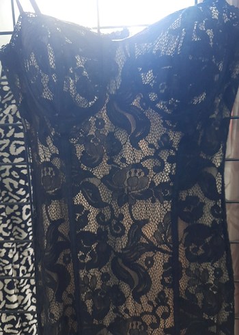 Siyah Dantelli Straplez Uzun Abiye Elbise kadın - Görsel 2