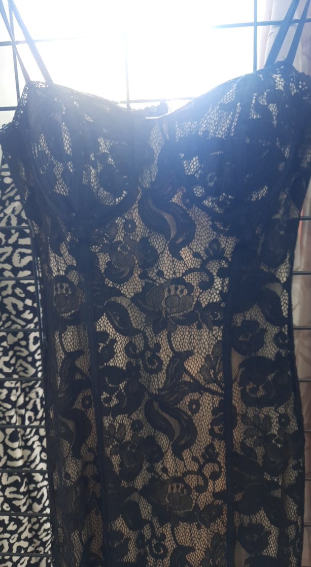 Siyah Dantelli Straplez Uzun Abiye Elbise kadın - Görsel 2