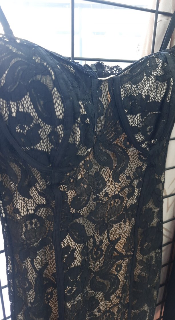 Siyah Dantelli Straplez Uzun Abiye Elbise kadın - Görsel 3