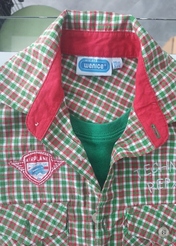 Erkek çocuk gömlek yeşil 5yaş - Görsel 2