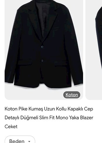 Koton Siyah Düğmeli Slim Fit Blazer Ceket