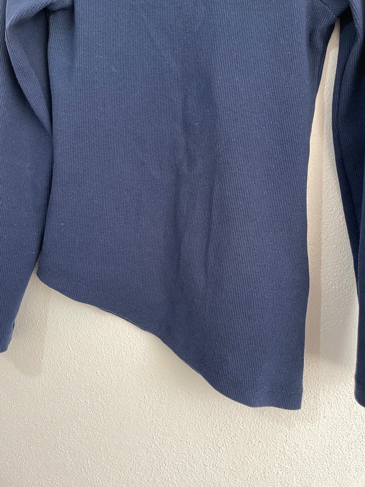 Lacivert Uzun Kollu asimetrik Kadın bluz - Görsel 2