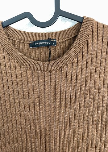 Kahverengi Triko Yüksek Yakalı Uzun Elbise - Görsel 2