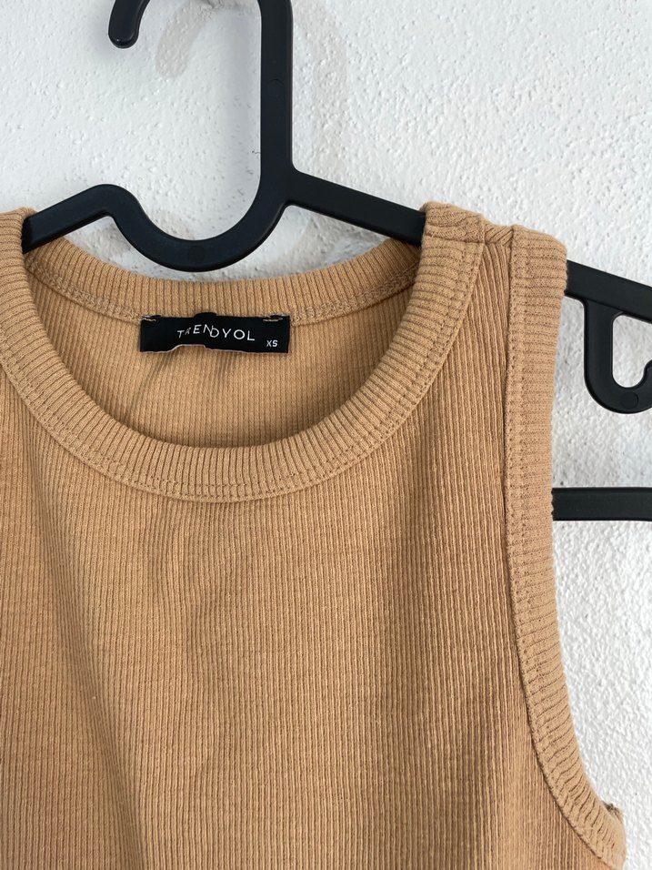 Bej Kolsuz Uzun  Elbise - Görsel 3