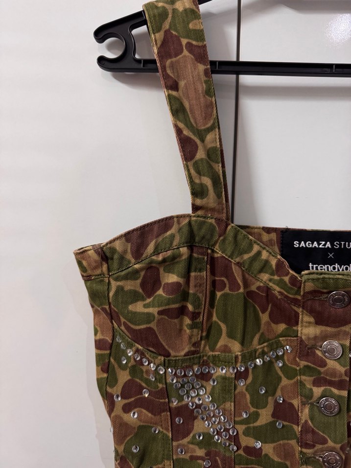 Sagaza Kadın Kamuflaj Desenli Mini Tulum - Görsel 5