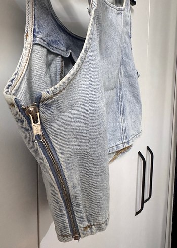 Colins Kadın Mavi Denim Crop Top - Görsel 3