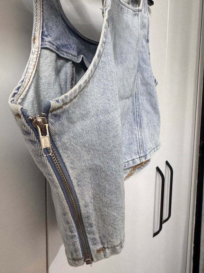 Colins Kadın Mavi Denim Crop Top - Görsel 3