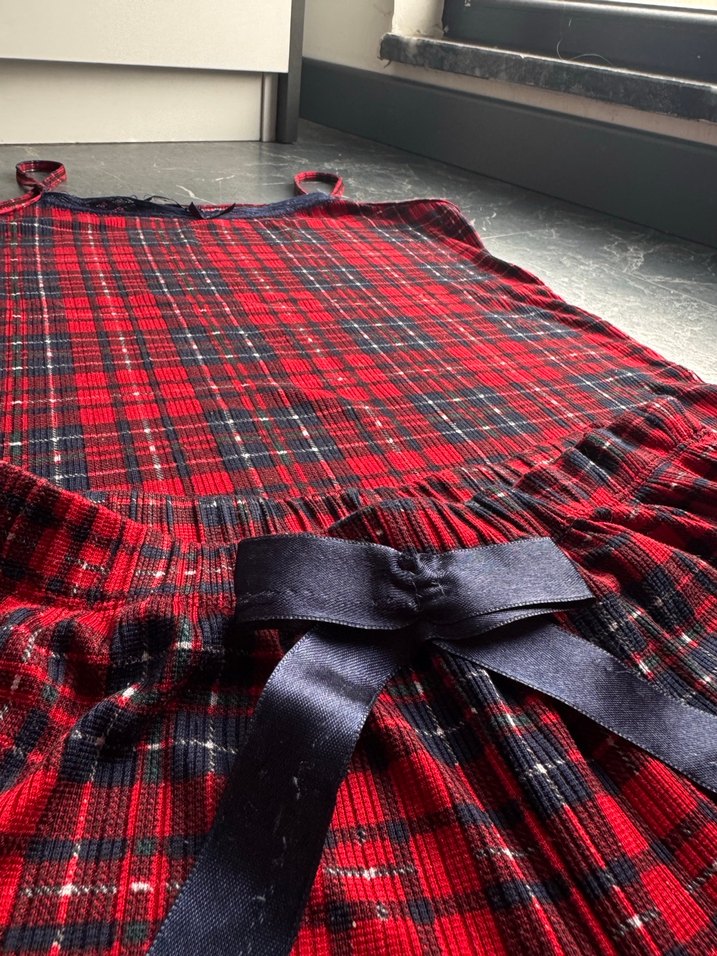 Kırmızı Ekose Mini İp Askılı pamuklu Kadın Pijama Takımı - Görsel 2