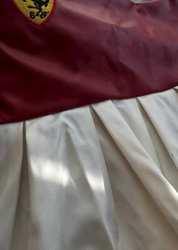 Bordo Beyaz Motorcu Ferrari Pilili Mini Etek - Görsel 4