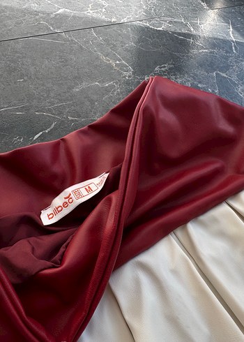 Bordo Beyaz Motorcu Ferrari Pilili Mini Etek - Görsel 3