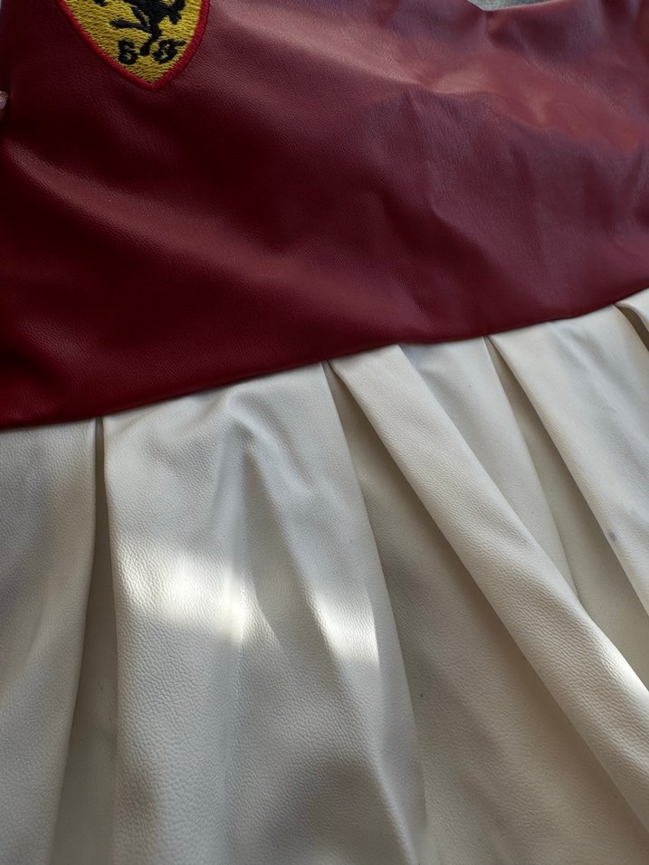 Bordo Beyaz Motorcu Ferrari Pilili Mini Etek - Görsel 4