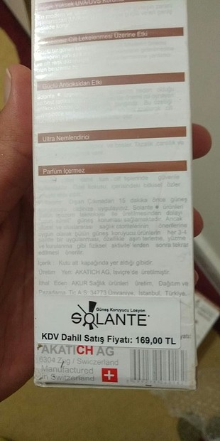 solante güneş kremi 150 ml ambalajlı