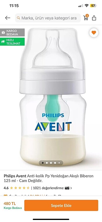  Beden Avent biberon sıfır