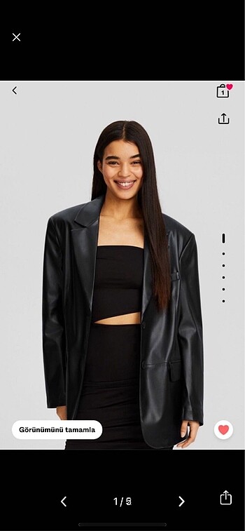 BERSHKA deri blazer ceket
