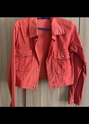 Frog Jeans S-M-L-XL uyumlu kırmızı kot ceket