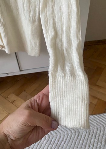 s Beden beyaz Renk Düğmeli Beyaz Örgü Kadın Hırka
