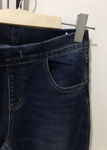Diğer Lacivert Düğmeli Kadın Denim Pantolon