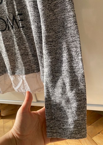 Gri Uzun Kollu Triko Hamile Tişörtü - Görsel 3